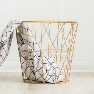 Nordic Light luxury iron dirty clothes storage small table bedside table iron coffee table storage basket corner Internet celebrity