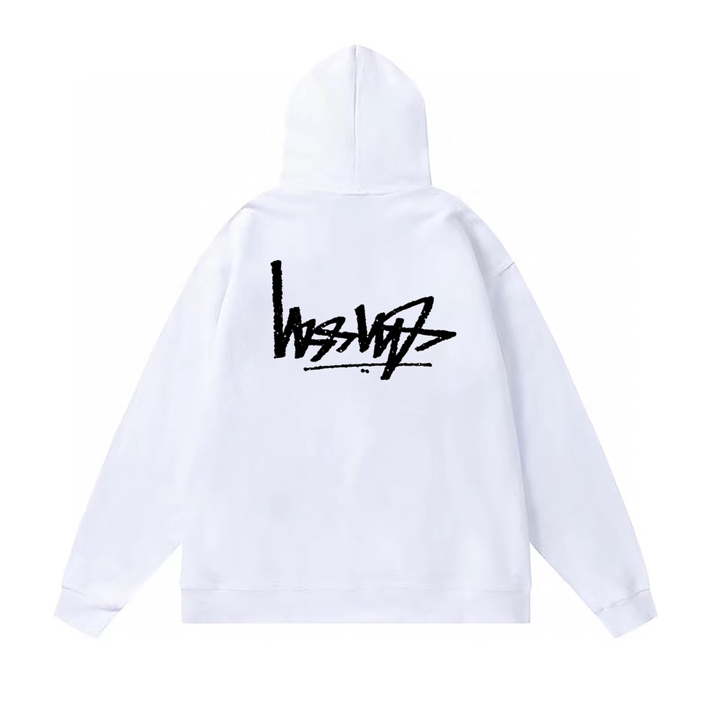 Stussy ss23 áo len trùm đầu in chữ logo ngược có sẵn trong kho dành cho nam và nữ có cùng kiểu dáng