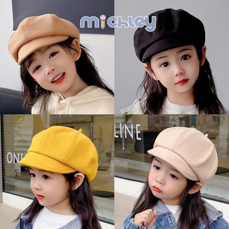 Michley Mũ beret Thời Trang Mùa Thu Cho Bé Gái