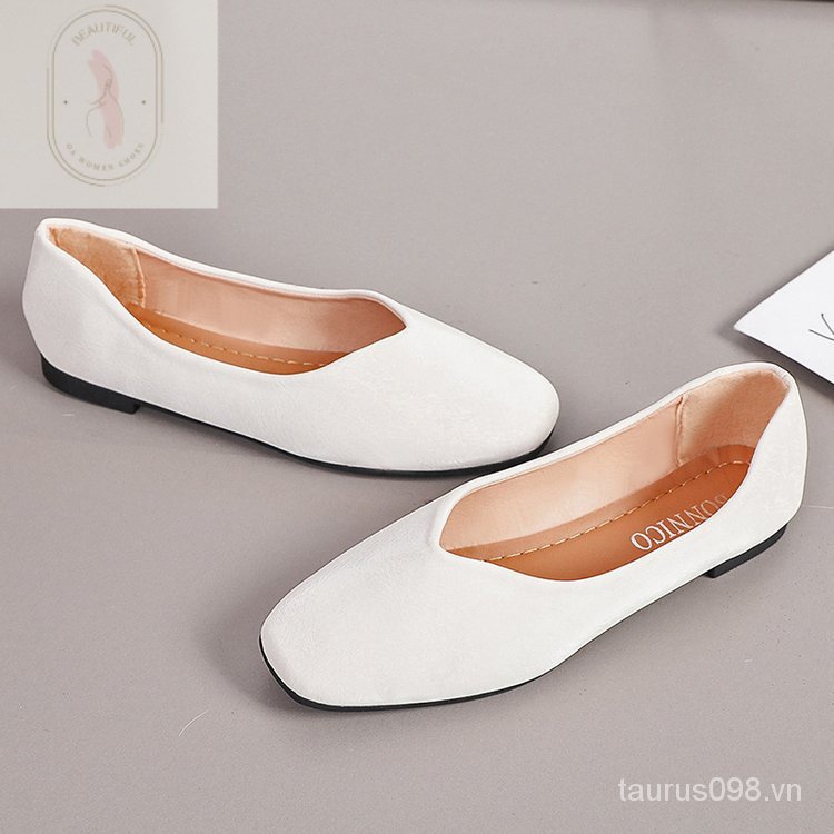 Giày Lười Đế Thấp 3cm Mũi Nhọn Bằng Cao Su PU