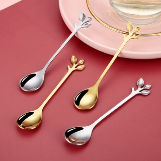 Bộ muỗng nĩa hình chiếc lá bằng thép không gỉ
