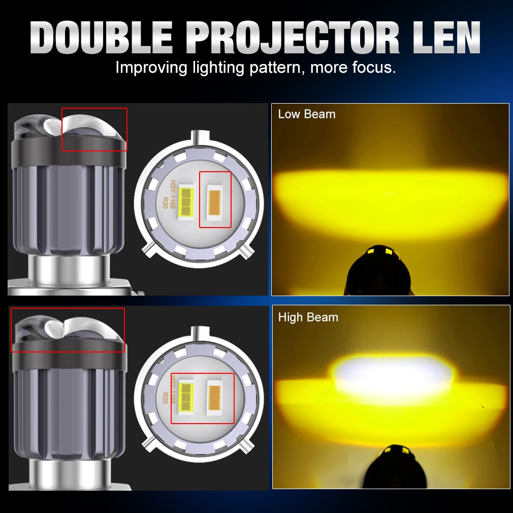 Đèn Pha Siêu Sáng h4 h6 ba20d ac dc12v-80v 8000lm Hai Màu Chất Lượng Cao Dành Cho Xe Máy