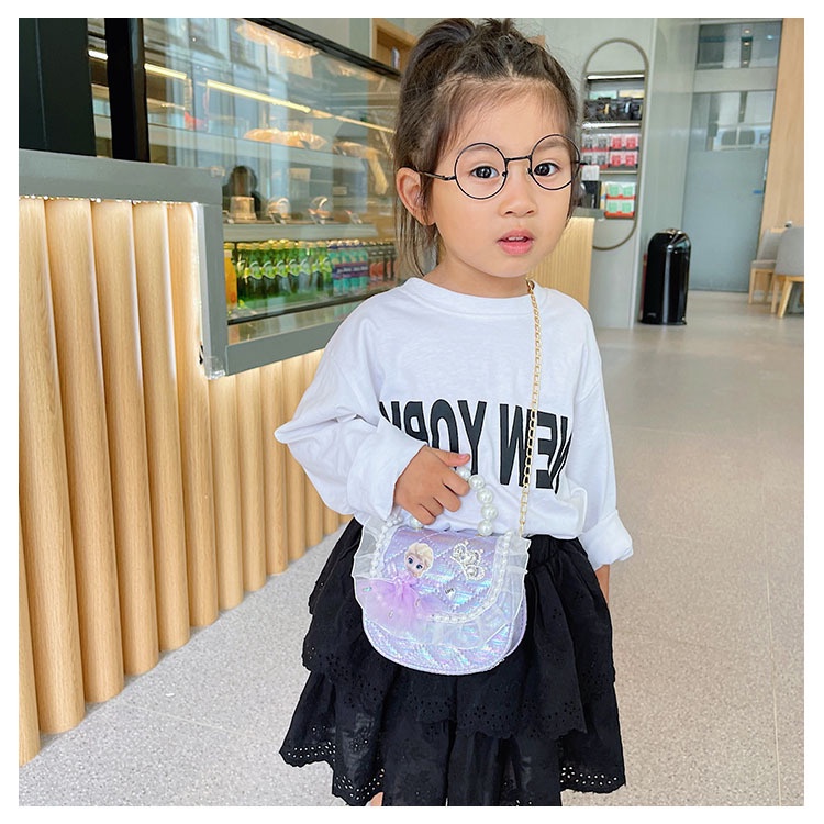 Túi Đeo Chéo Mini Đính Hạt Ngọc Trai Phong Cách Công Chúa Thời Trang Mới 2023 Dành Cho Bé Gái