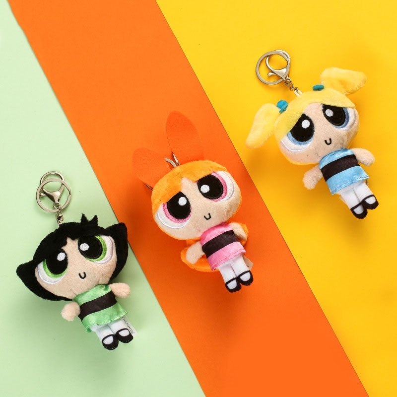 Ere1 the powerpuff girls búp bê sang trọng quà tặng cho bé gái túi trẻ em mặt dây chuyền blossom bubbles buttercup đồ chơi nhồi bông cho trẻ em