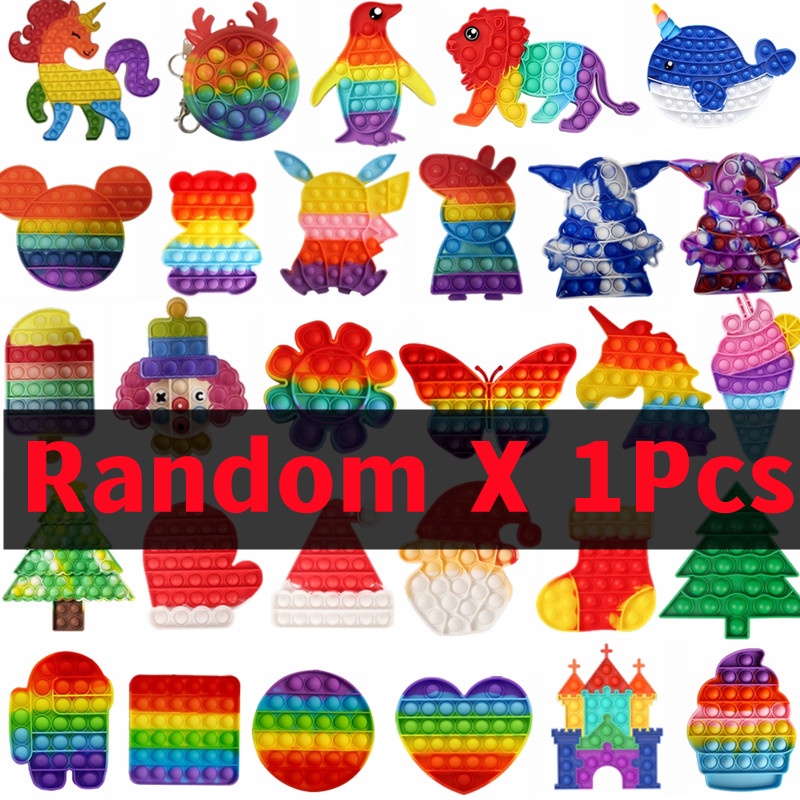 Cartoon pop it fidget toys for kids người lớn động vật đầy màu sắc đẩy bong bóng trò chơi chống căng thẳng giảm căng thẳng quà tặng đồ chơi giác quan