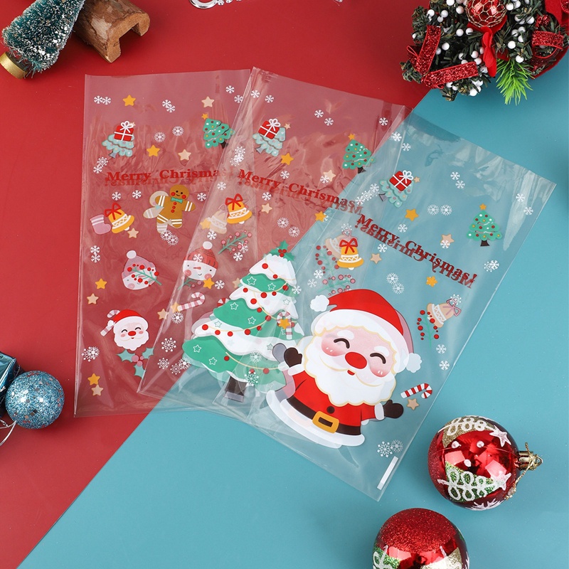 Aayetd 50 chiếc giấy gói kẹo giáng sinh ông già noel túi quà cookie wraps