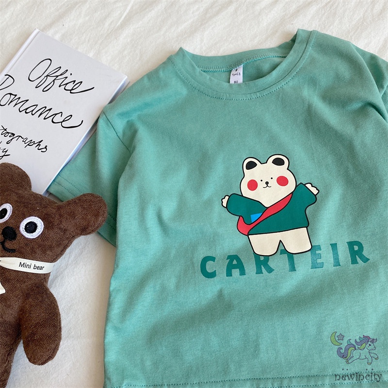 Trẻ em hàn quốc cô gái phim hoạt hình cầu vồng in áo t-shirt ngắn tay