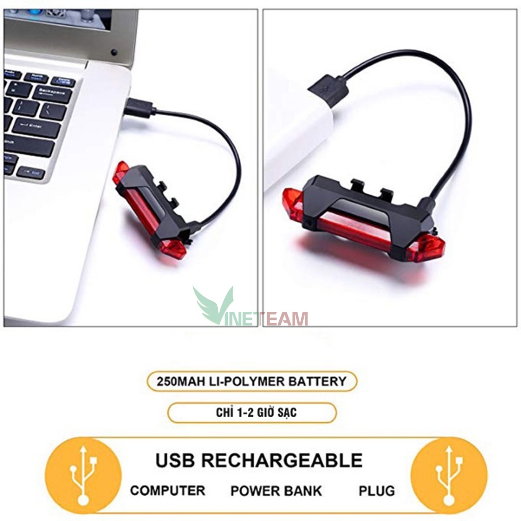 ESLNF 5 Đèn Led Xe Đạp Đèn Hậu Mtb Đèn Cảnh Báo Xe Đạp Có Sạc Usb Đèn Hậu Xe Đạp Đèn Gắn Xe Đạp