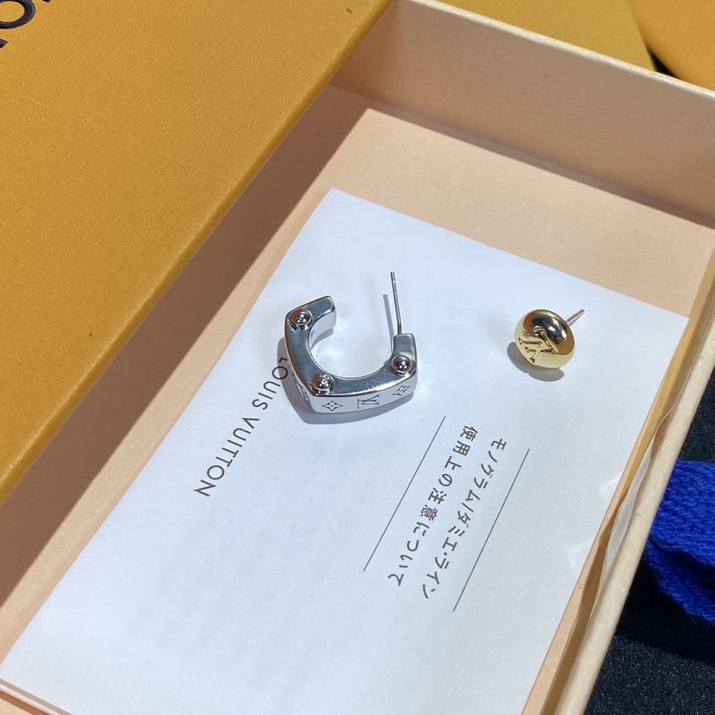 Lv bông tai titan thép chữ logo vòng đeo tai stud bông tai trang sức nữ