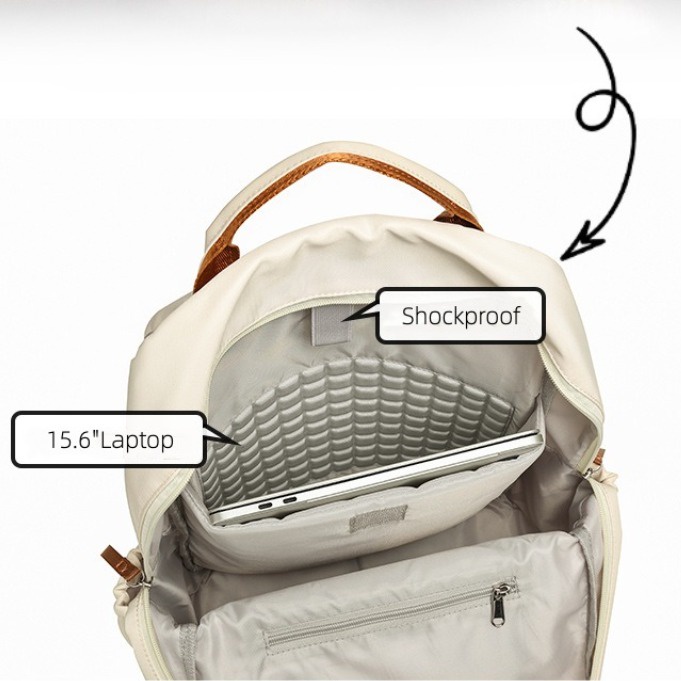 MINGKE Túi đựng máy tính xách tay 15,6 inch ba lô đi học cho nữ dung tích lớn chống nước chống va đập thời trang sinh viên