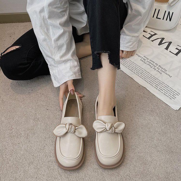 Giày búp bê -Giày lolita lười phong cách Hàn Quốc đế bằng phối hoa MSP X339