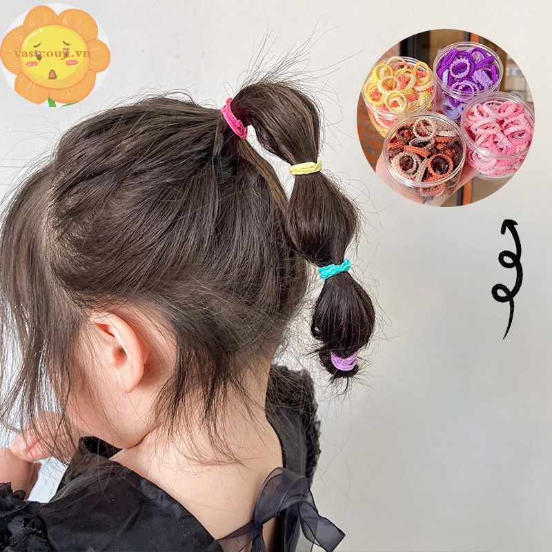 Vastji 50 cái dây buộc tóc đàn hồi cho bé gái nylon trẻ em giá đỡ tóc đuôi ngựa scrunchies trẻ em dây cao su dây buộc tóc mềm phụ kiện vn