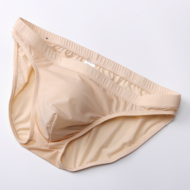 Quần sịp nam màu rắn ice silk đồ lót thoáng khí nâng hông đồ lót nam cao trong suốt ultra-thin mượt thoải mái