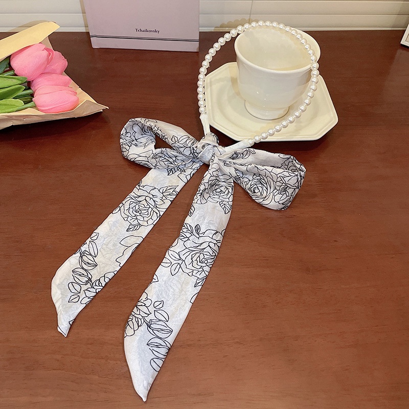 Dây cài tóc CHLINS ruy băng đính ngọc trai xinh xắn cho nữ