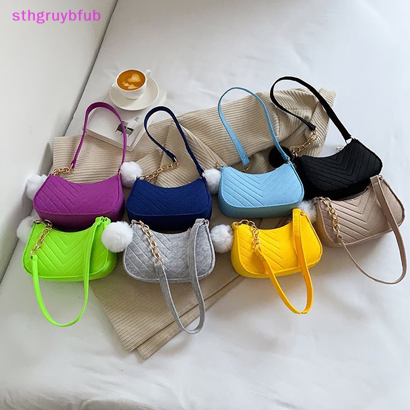 Sthb túi xách nữ thời trang màu sắc đơn giản túi nhỏ dưới cánh tay túi đeo vai nữ chuỗi đeo vai bán chạy túi tote da nữ vn
