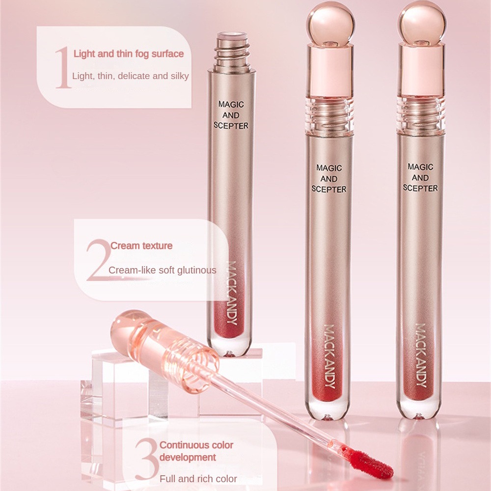 ♕ Mack Andy Magic Wand Son Bóng Nhẹ Dưỡng Ẩm Matte Velvet Fog Surface Son Môi Hoàn Màu Cao Trang Điểm Môi Lâu Trôi NỘI THẤT