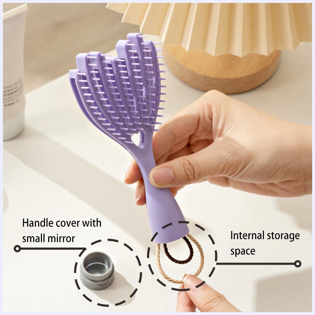 Lược chải tóc xoăn Lược chải tóc dài Lược massage gia đình cầm tay tích hợp gương nhỏ và dây buộc