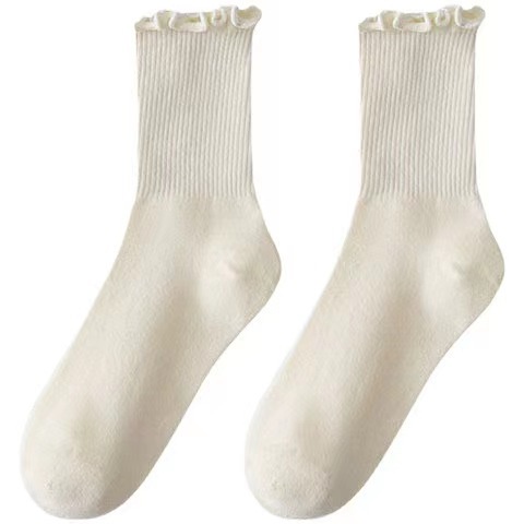 Unisex fashion tri-collar white / black high-collar sport socks