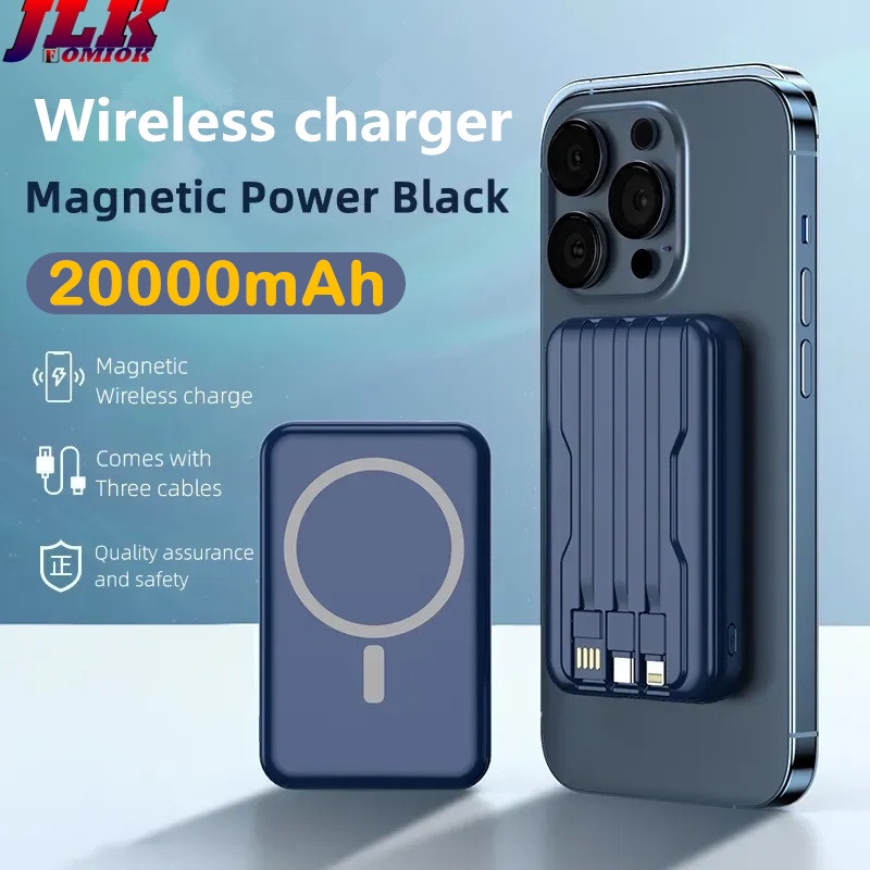 [JLK] 20000mAh Magnetic Wireless Power Bank for Type / iphone Portable External Auxiliary Battery FD