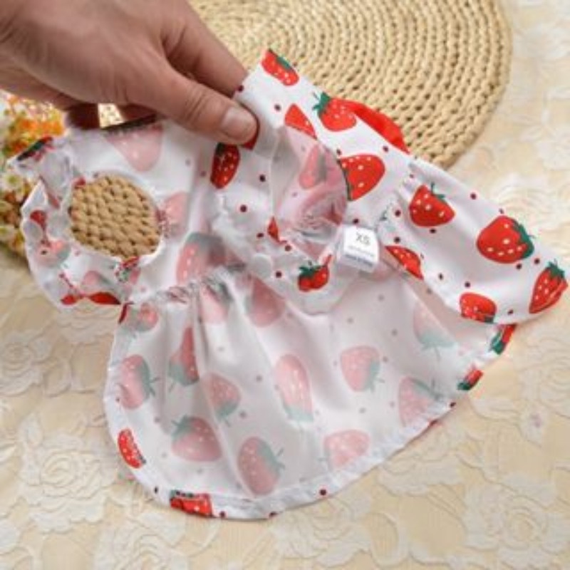 Dog dress shih tzu puppy skirt pet shirt cat quần áo s-xl thời trang dễ thương pet cat butterfly váy trái cây dứa bông vest quần áo mùa hè quần áo cún con