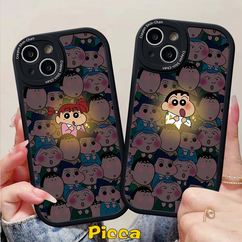 Cặp đôi ốp lưng mềm tương thích cho iphone 11 12 pro max 8 7 6 6s plus se 2020 x xs max 13 14 7plus xr phim hoạt hình dễ thương bút chì màu shin-chan fashion girl boy ốp lưng tpu mềm chống sốc