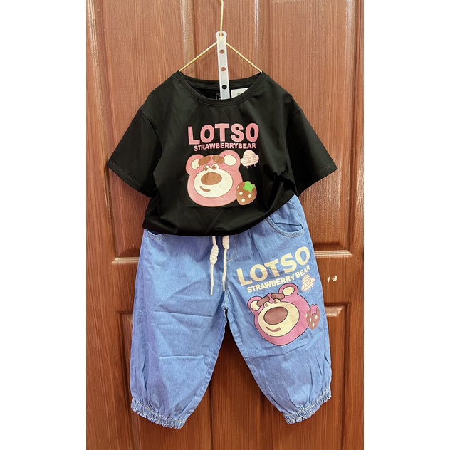 Set bộ quần jean joger gấu losto đĩa bay
