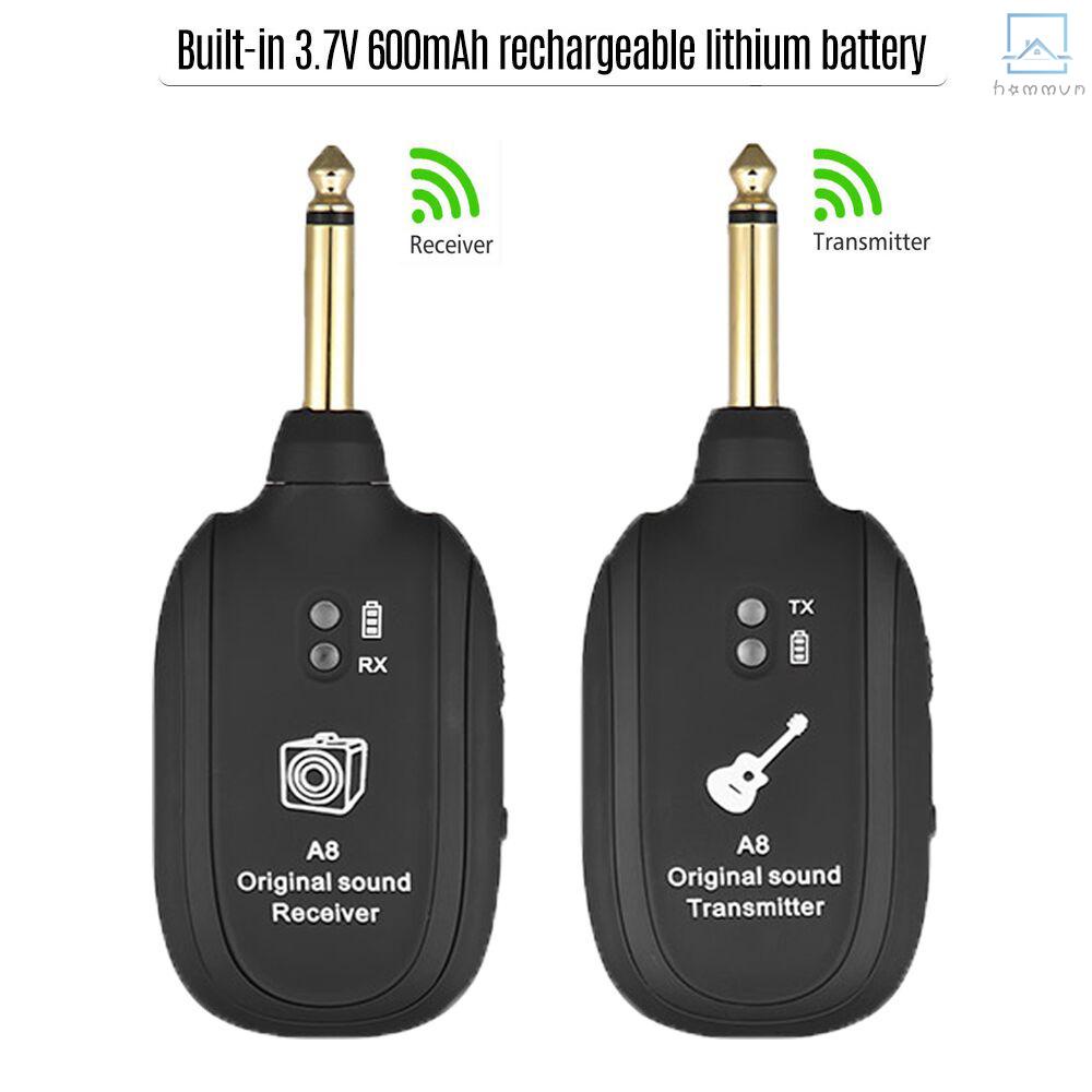 Bộ thu phát guitar không dây a8 uhf bộ thu 730mhz phạm vi 50m cho guitar điện bass violin #homm