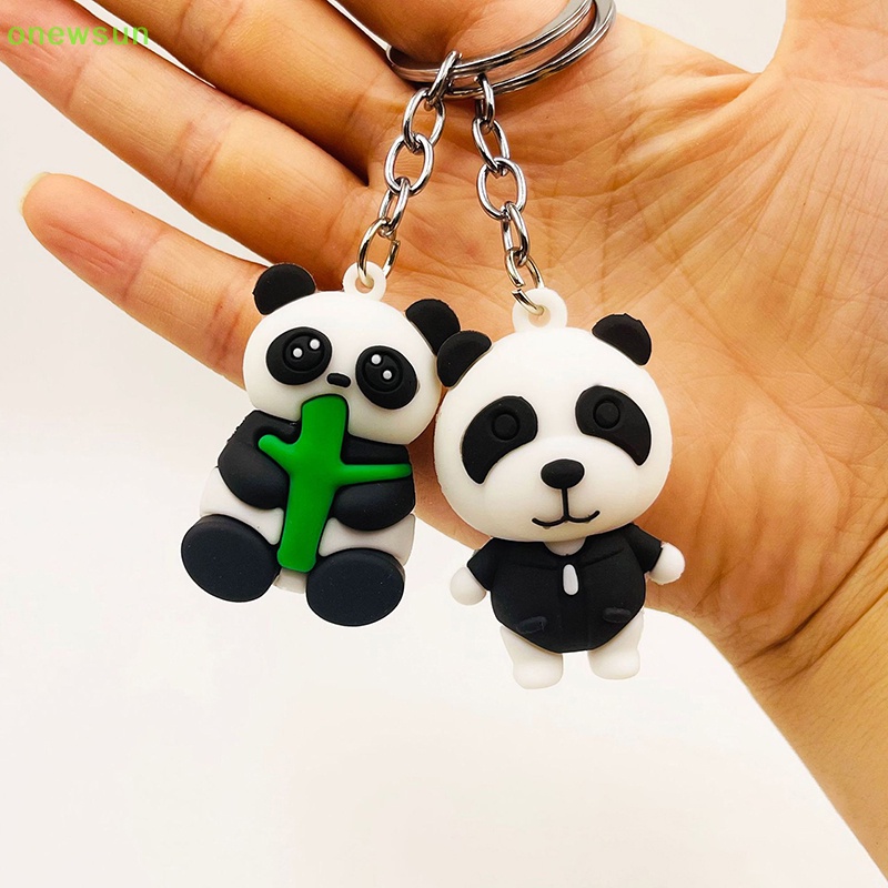 Onewsun dễ thương anime panda keychain cho phụ nữ nam giới túi thời trang mặt dây chuyền phụ kiện kawaii car key chain cặp đôi trẻ em món quà giáng sinh mới