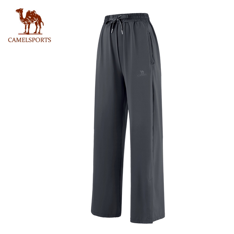Quần ống rộng CAMELSPORTS dáng rộng suông vải lụa băng mỏng cạp cao eo thun đơn giản cho nữ