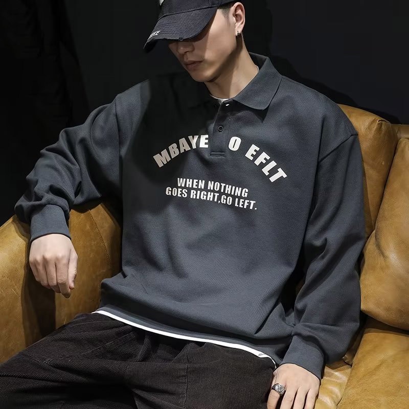 YIPINYOUYOU Áo Nỉ Dài Tay Form Rộng Phong Cách Nhật Bản Cho Nam