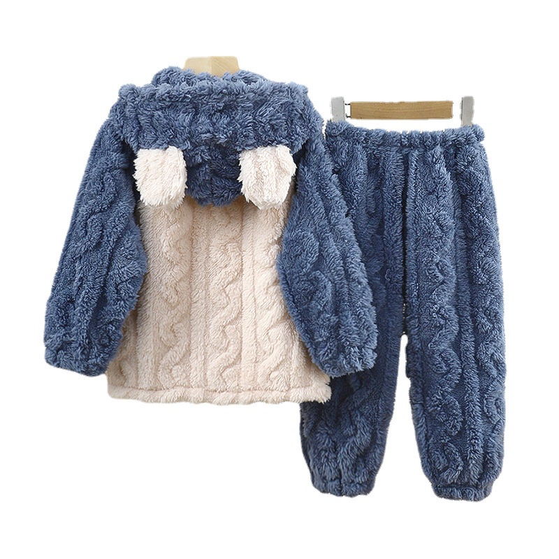 Bộ Đồ Ngủ Tay Dài Dày Dặn Có Túi Dành Cho Trẻ Em 80-160cm