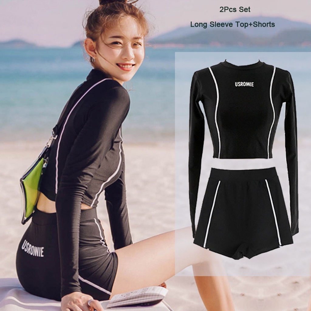 Mới Bộ Đồ Bơi / Áo Thun Tay Ngắn + Quần Short + Đệm Mút Dành Cho Nữ