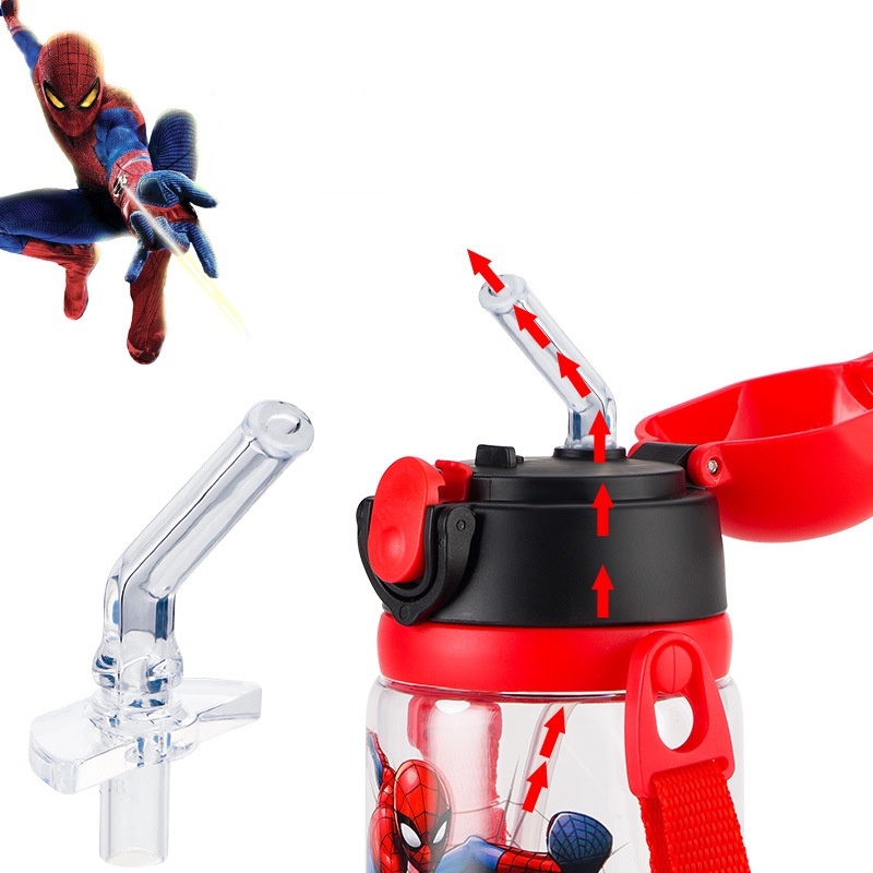 Bình Uống Nước 520ml Kèm 2 Nắp Đậy Hình Nhân Vật Hoạt Hình Disney Xinh Xắn