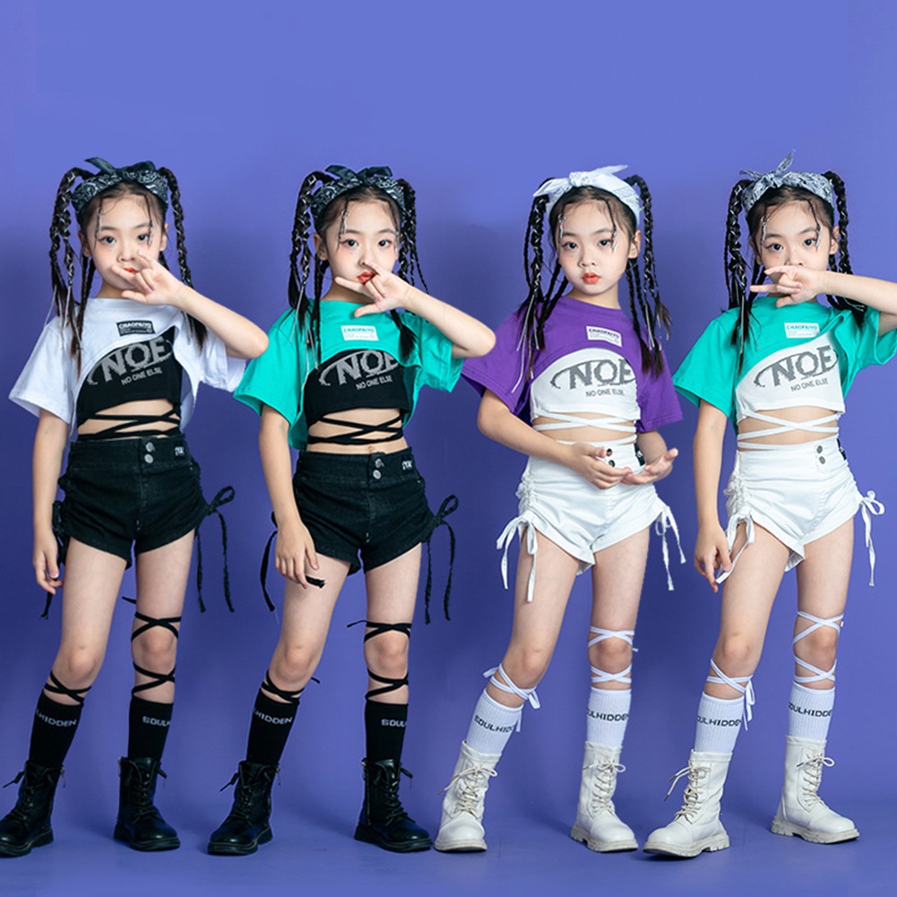 Bộ Trang Phục Áo Vest + Quần Short Phong Cách Hip Hop Thời Trang Cho Bé Gái
