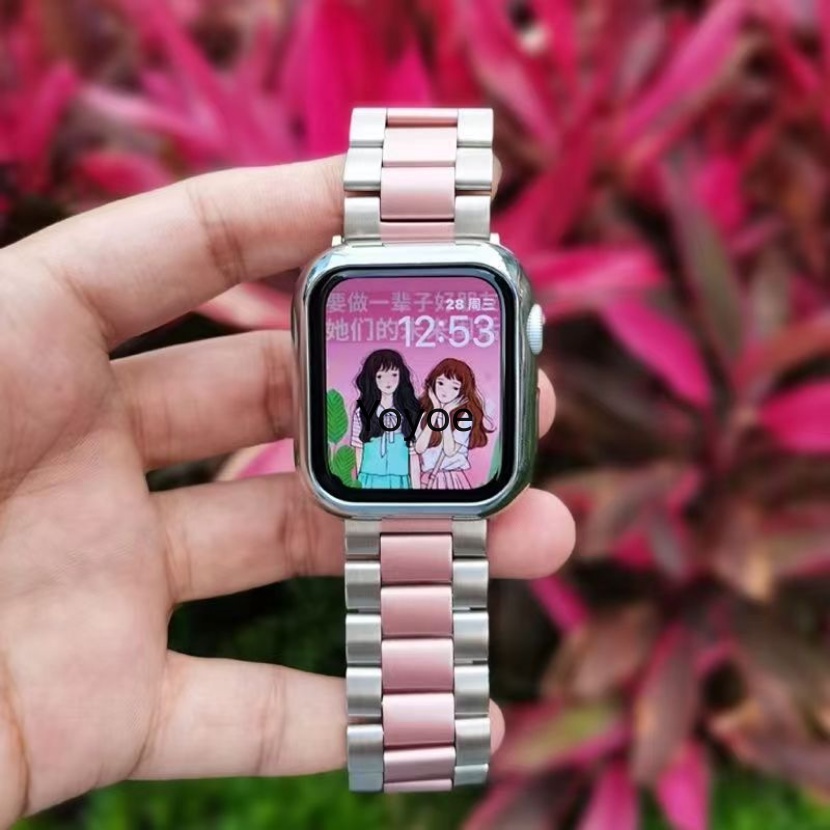 Dây Đeo Inox Nhiều Màu Sắc Cho Đồng Hồ Thông Minh Apple Watch 49mm 40mm 44mm 42mm 38mm 41mm 45mm Series 8 7 SE 6 5 4 3 2 1Starlight