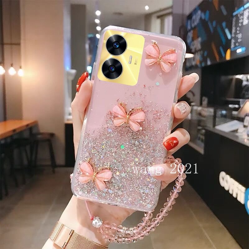 Ốp Điện Thoại Mềm Trang Trí Hình Bướm Lấp Lánh Cho Realme 10T 5G / Realme C55 NFC Realme C33 RealmeC55 2023