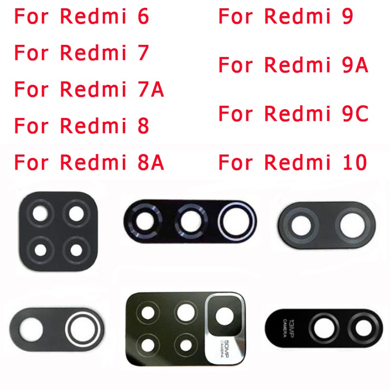 Ốp Điện Thoại Mặt Kính Có Miếng Dán Bảo Vệ Camera Sau Cho Xiaomi Redmi 10 9 8 7 6 9C NFC 9A 8A 7A 6A