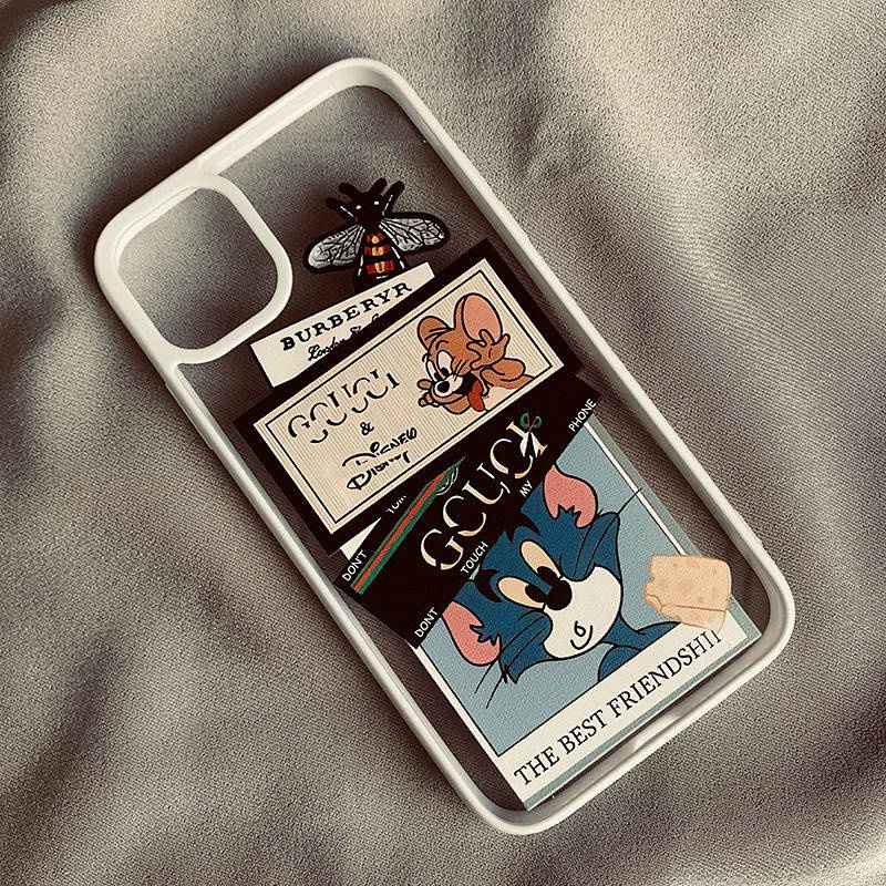 Cat and Mouse Apple 13/14Promax Phone Case Iphone11/12 Transparent Xrxs Couple 78 Black Edge Female VqaC