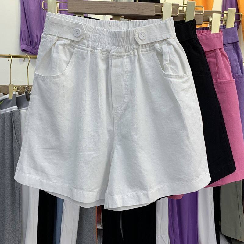 Quần Short Cotton Eo Cao Dáng Rộng Thiết Kế Đơn Giản Hợp Thời Trang Hè Cho Bạn Gái
