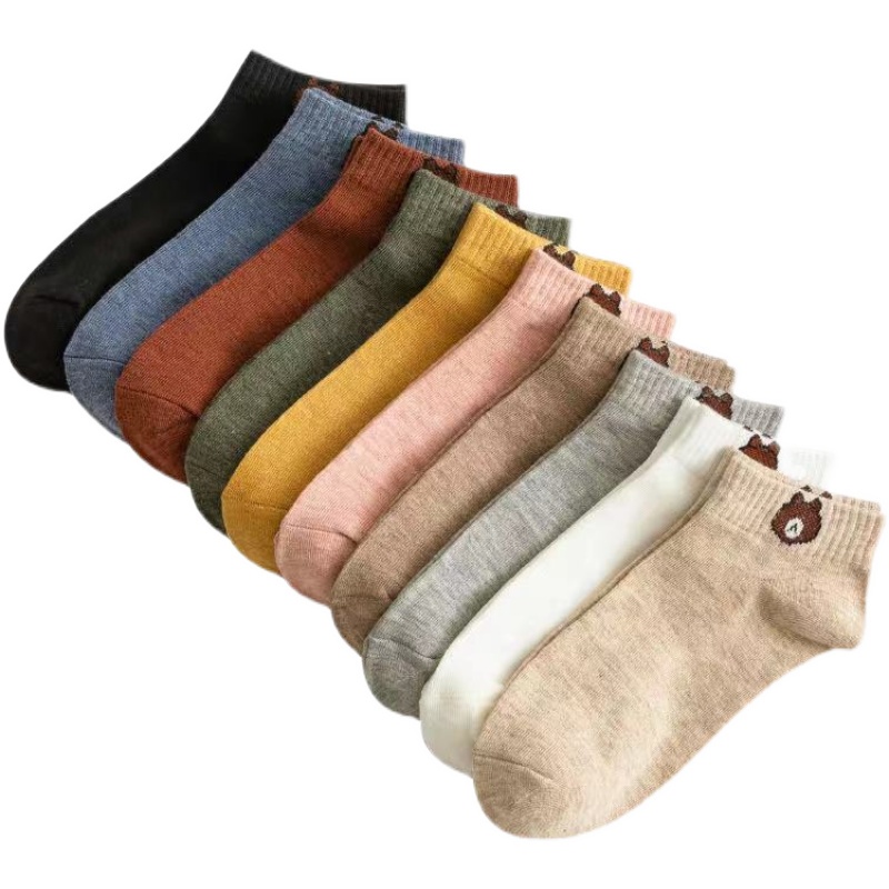 Set 10 / 10 Đôi Vớ Mắt Cá Chân In Họa Tiết Gấu Thời Trang Cho Cặp Đôi