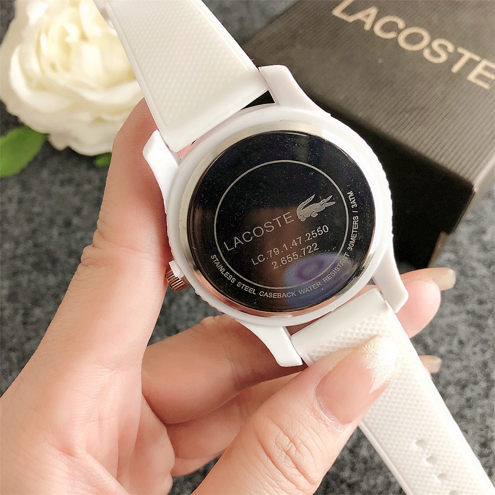 Đồng Hồ Đeo Tay lacoste Unisex Mặt Tròn Dây Cao Su Thời Trang