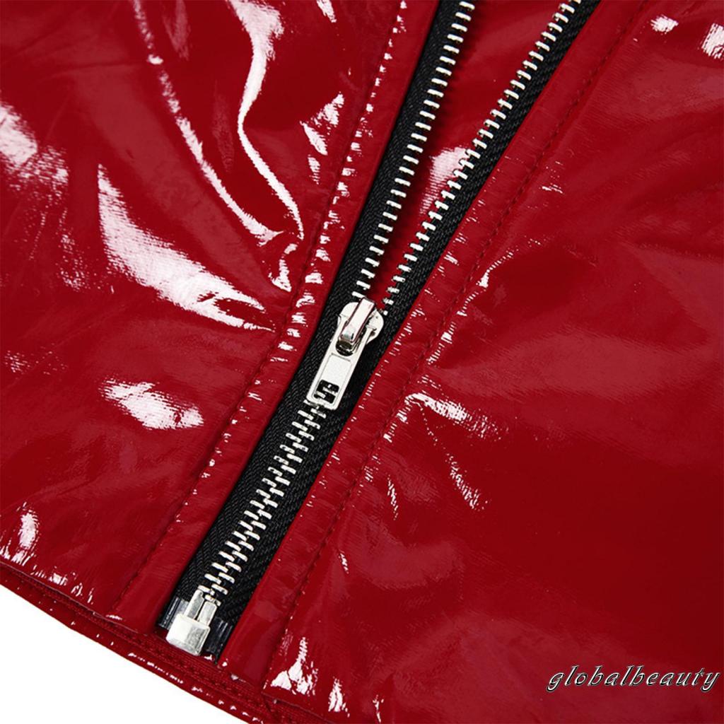 Áo Ống 00GB Bằng Da PU Màu Trơn Không Dây Quấn Ngực Có Khóa Kéo Thời Trang Mùa Hè Cho Nữ