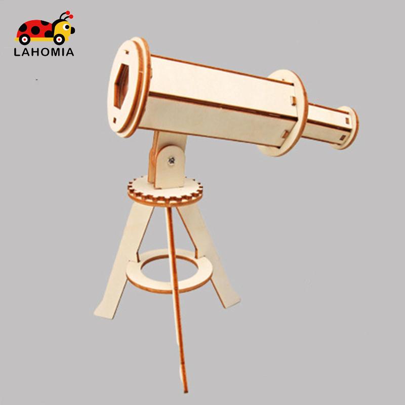 LAHOMIA Mô hình kính thiên văn DIY bằng gỗ 3D với giá đỡ ba chân đồ chơi giáo dục khoa học