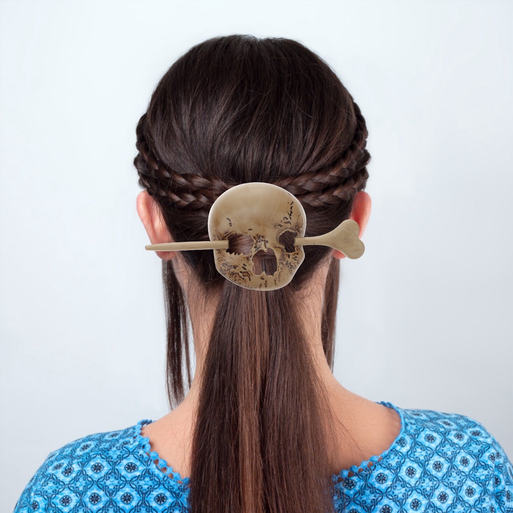Set 2 Kẹp Tóc Hình Khúc Xương Phong Cách Halloween Cho Nữ