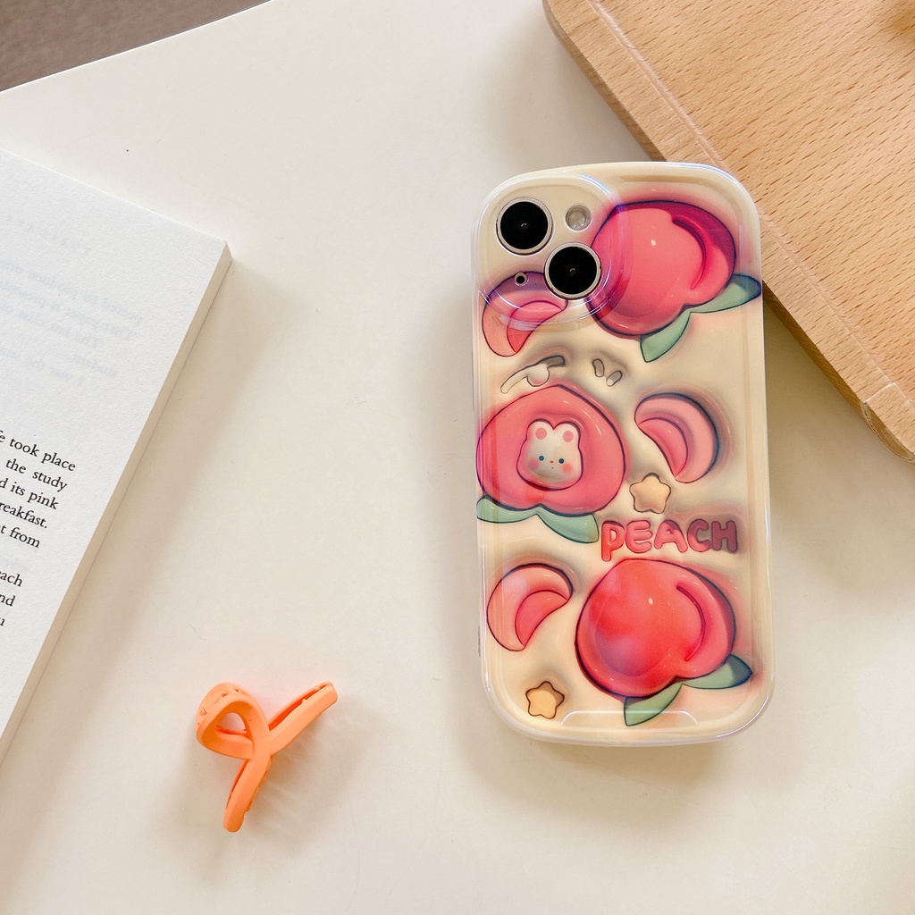 Ốp Điện Thoại TPU Họa Tiết Thỏ Đào 3D Chống Sốc Cho IPhone 14 13 12 11 Pro Max