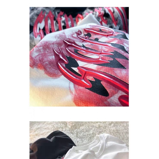 Áo Thun Tay Ngắn Dáng Rộng In Chữ Thắt Nơ Phong Cách Đường Phố Hong Kong Cho Nữ