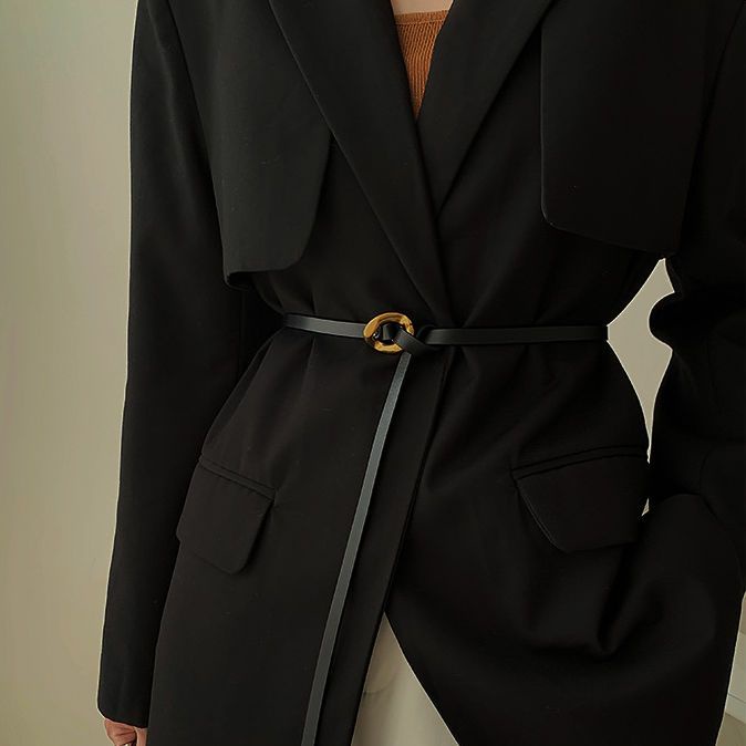 Thắt Lưng Mỏng Phối Dây Xích Phong Cách Cổ Điển Thời Trang Cho Nữ