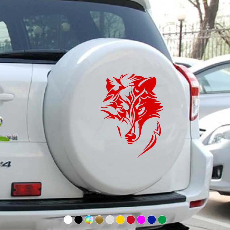 Sticker Vinyl Hình Chó Sói Vui Nhộn Dán Trang Trí Xe Hơi / Xe Máy / Laptop