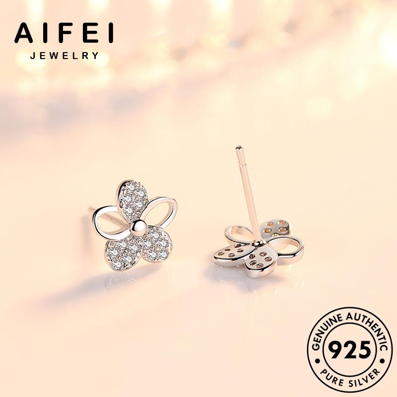 AIFEI JEWELRY Thời kim thời nữ bản trang phụ sức tua kiện bông cương moissanite thời hoa quốc hàn khuyên bạc thật vành 925 tròn nguyên xỏ tai trang E126