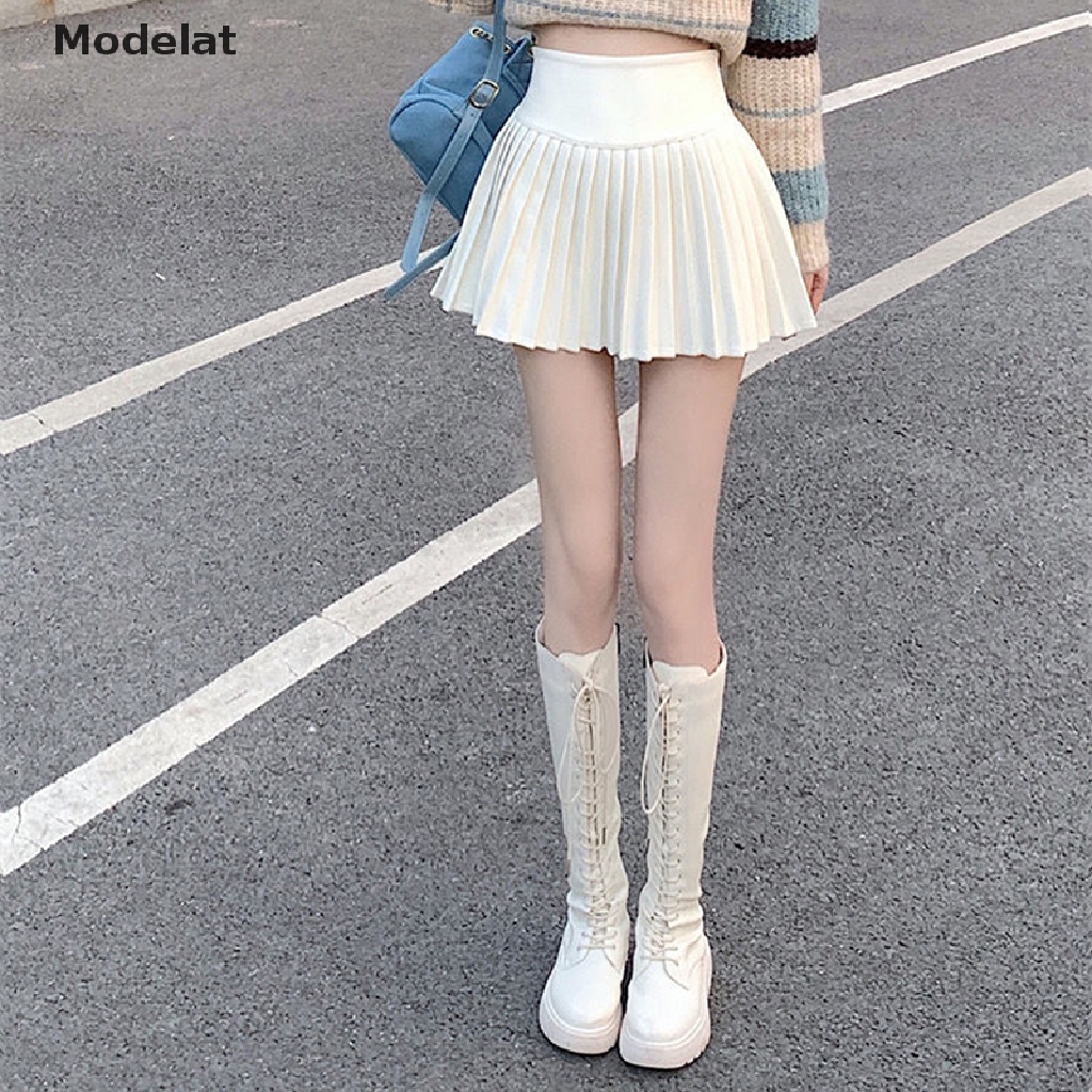 Chân Váy Xếp Ly Mini Dày Dặn Lưng Cao Màu Trơn Thời Trang 2023 WTD